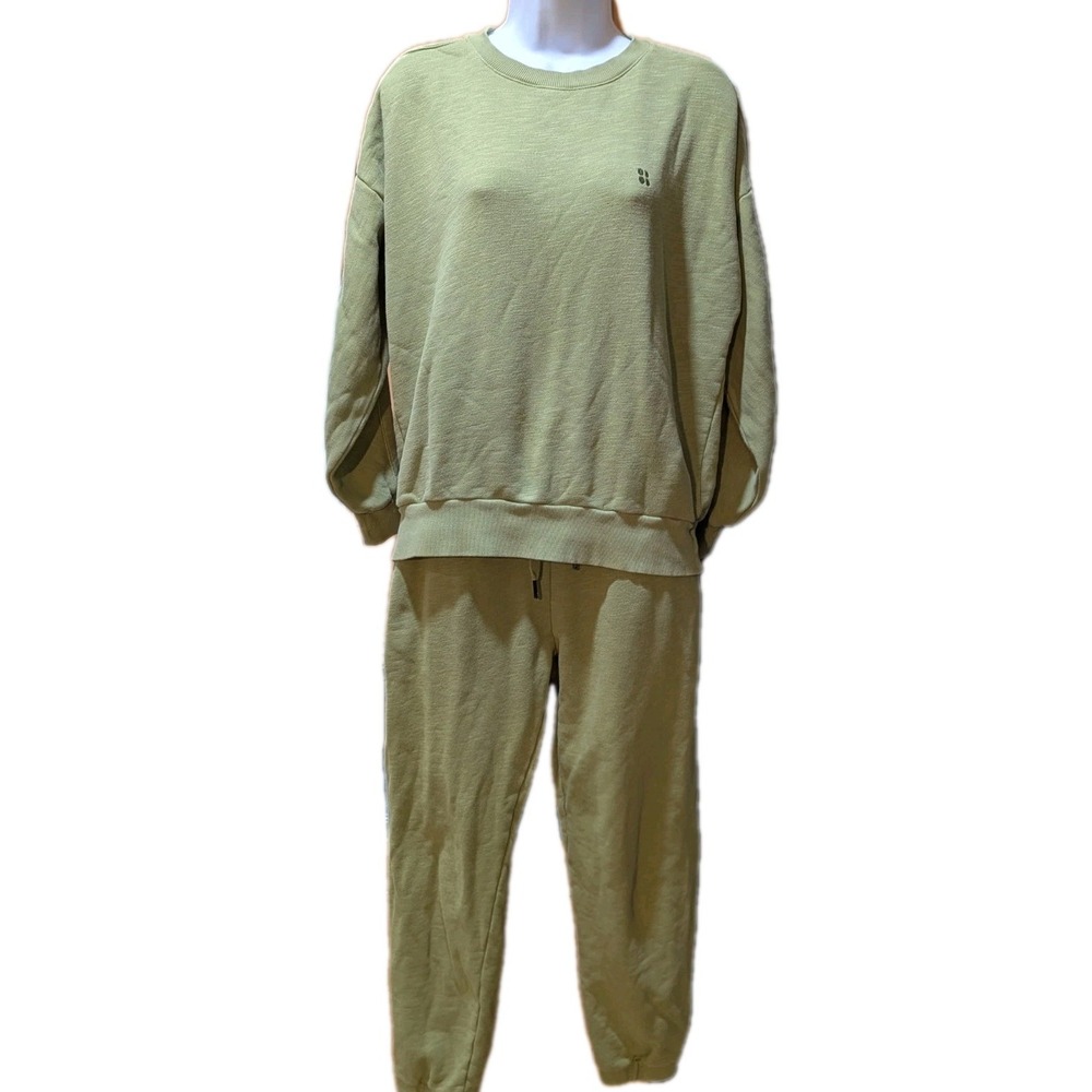Sweaty Betty London Crew Neck‎ Sweatshirt/Joggers Set XS Olive Green